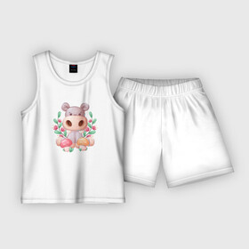 Детская пижама с шортами хлопок с принтом Маленький бегемотик в Кировске,  |  | бегемот | бегемотик | детеныш | детский | ребенок