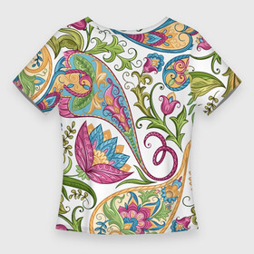 Женская футболка 3D Slim с принтом Fashionable floral Oriental pattern  Summer 2025 в Кировске,  |  | color | fashion | flowers | ornament | pattern | summer | лето | мода | узор | цвет | цветы