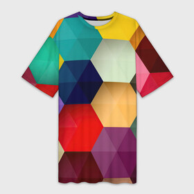 Платье-футболка 3D с принтом Цветные соты в Кировске,  |  | Тематика изображения на принте: арт | вектор | векторный рисунок | геометрические фигуры | геометрия | рисунок | соты