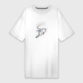 Платье-футболка хлопок с принтом Космический Сноубординг в Кировске,  |  | astronaut | звезды | космонавт | космос | сноуборд