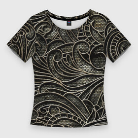 Женская футболка 3D Slim с принтом Брутальный металлический орнамент в Кировске,  |  | fashion | grid | metal | ornament | pattern | металл | мода | орнамент | решётка | узор