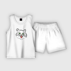 Детская пижама с шортами хлопок с принтом Василий  кот в Кировске,  |  | cat | котенок | котики | коты | кошки
