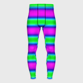 Мужские тайтсы 3D с принтом Зеленый и фиолетовые яркие неоновые полосы striped pattern в Кировске,  |  | modern | neon | striped pattern | горизонтальные полоы | зеленые полосы | полосатый узор | фиолетовые полосы