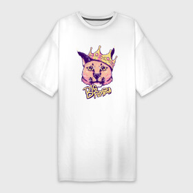 Платье-футболка хлопок с принтом Da big floppa rapper в Кировске,  |  | big floppa | cat | da big floppa | flop | гоша | гоша rapper | король флопа | котик | шлёпа