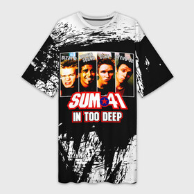Платье-футболка 3D с принтом In Too Deep  Sum 41 в Кировске,  |  | deryck whibley | sum 41 | группа | дерик уибли | музыка | панк | панк рок | песни | рок | рок группа | сам 41 | сам фоти уан | сам фоти уансам | сам41 | сум 41 | сум41