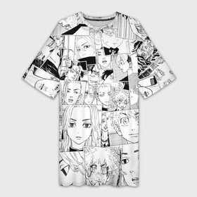 Платье-футболка 3D с принтом Tokyo Revengers паттерн в Кировске,  |  | anime | chifuyu matsuno | manjirou sano | naoto tachibana | rindou haitani | tokyo revengers | аниме | анимэ | мандзиро сано | наото татибана | ран х | риндо хайтани | тифую мацуно | токийские мстители | чифую мацуно