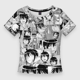 Женская футболка 3D Slim с принтом Tsuki ga Michibiku Isekai Douchuu pattern в Кировске,  |  | Тематика изображения на принте: anime | isekai douchuu | makoto misumi | mio | tomoe | tsuki ga michibiku | аниме | анимэ | лунное путешествие | макото мисуми | мио | приведёт к новому миру | томоэ