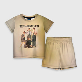 Детский костюм с шортами 3D с принтом With The Beatles в Кировске,  |  | beatles | the beatles | бителз | бителс | битлз | битлс | битлы | группа | джон леннон | джордж харрисон | жуки | зе | ливерпульская четвёрка | мерсибит | пол маккартни | поп | ринго старр | рок