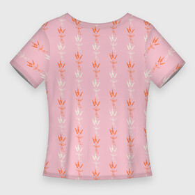 Женская футболка 3D Slim с принтом Веточки лаванды розовый паттерн в Кировске,  |  | ботаника | коралловый | лаванда | паттерн | природа | растения | розовый | садовые растения | сухоцвет