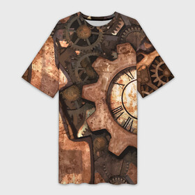 Платье-футболка 3D с принтом Композиция из шестерёнок  Steampunk в Кировске,  |  | composition | gear | metal | steampunk | texture | композиция | металл | стимпанк | текстура | шестерёнка