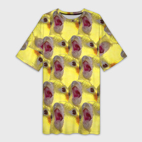 Платье-футболка 3D с принтом Попугай Корелла Орёт  Мем в Кировске,  |  | животные | корелла | мем | попугай | попугай кричит | птицы