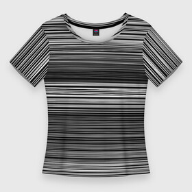 Женская футболка 3D Slim с принтом Black and white thin stripes Тонкие полосы в Кировске,  |  | black and white | stripes | thin stripes | полосатый узор | серый | тонкие полосы | черно белый