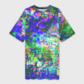 Платье-футболка 3D с принтом Красочный авангардный глитч  Экспрессия в Кировске,  |  | abstraction | expression | fashion | glitch | neon | pattern | vanguard | абстракция | авангард | глитч | мода | неон | паттерн | экспрессия