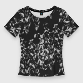 Женская футболка 3D Slim с принтом Абстрактный узор в темных серых тонах в Кировске,  |  | abstraction | fashion | grey | абстрактный узор | пятна | разводы | серый | темно серый