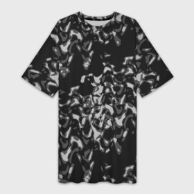 Платье-футболка 3D с принтом Абстрактный узор в темных серых тонах в Кировске,  |  | abstraction | fashion | grey | абстрактный узор | пятна | разводы | серый | темно серый