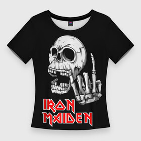 Женская футболка 3D Slim с принтом Iron Maiden Череп в Кировске,  |  | iron | iron maiden | maiden | music | rock | айрон майден | айрон мейден | музыка | рок | черпеп