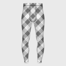 Мужские тайтсы 3D с принтом Бело серый клетчатый узор tartan в Кировске,  |  | checkered pattern | tartan | в клетку | клетчатый узор | полосы | серый