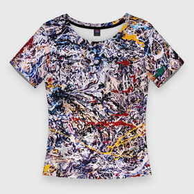 Женская футболка 3D Slim с принтом Холст забрызганный краской  Fashion trend в Кировске,  |  | abstraction | art | fashion | paint | splashes | vanguard | абстракция | авангард | брызги | искусство | краска | мода