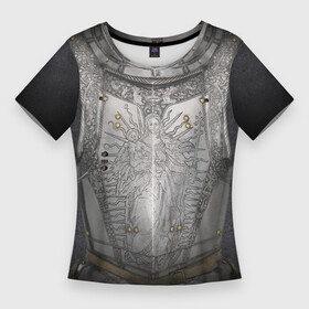 Женская футболка 3D Slim с принтом Броня серебряного рыцаря в Кировске,  |  | knight | броня | воин | доспех | рыцарь | средневековья