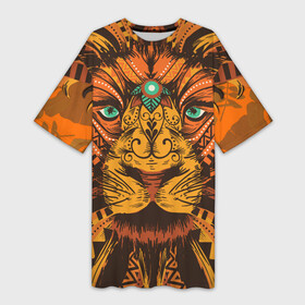 Платье-футболка 3D с принтом Африканский Лев  Морда Льва с узорами Мандала в Кировске,  |  | africa | afrika | all over | lion | lions | mandala | pattern | африка | африканский узор | большой лев | дикая природа | король зверей | лицо льва | львёнок | львиная | львица | львы | огромный лев | паттерн | рыжий лев
