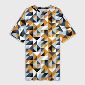 Платье-футболка 3D с принтом Полигональный геометрический узор в Кировске,  |  | abstract | black | blue | four color | geometric | gray | orange | polygonal | polygons | triangles | абстрактный | геометрический | классический | многоугольники | оранжевый | полигональный | простой | серый | синий | треугольники | черный