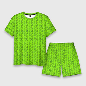 Мужской костюм с шортами 3D с принтом Зеленые узоры в виде листочков в Кировске,  |  | абстрактные | абстракция | геометрия | классика | классические | нейтральные | спокойные | узор | узоры