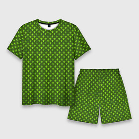 Мужской костюм с шортами 3D с принтом Зеленый узоры крестиком в Кировске,  |  | абстрактные | абстракция | геометрия | классика | классические | нейтральные | спокойные | узор | узоры