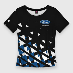 Женская футболка 3D Slim с принтом Ford треугольники в Кировске,  |  | b c | bronco | capri | cougar | crown victoria | econoline | econovan | ecosport | edge | escape | falcon | ford | max | авто | автомобиль | знак | лого | машина | символ | тачка | форд | форт | эмблема