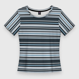 Женская футболка 3D Slim с принтом Горизонтальные синие, голубые, белые полосы в Кировске,  |  | blue | horizontal | horizontal stripes | light blue | lines | retro | striped | stripes | strokes | white | белые | геометрический | горизонталь | горизонтальные полосы | линии | минимализм | полосатый | полосы | простой | ретро | синий | синий 