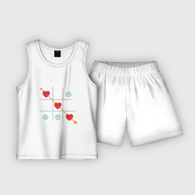 Детская пижама с шортами хлопок с принтом Крестики, нолики любовь в Кировске,  |  | игра | крестики нолики | любовь | сердечко | сердце | смайл | эмодзи | эмоции