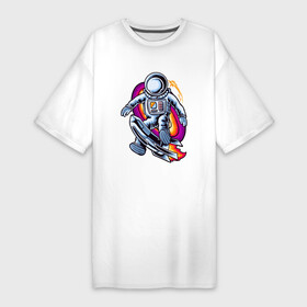 Платье-футболка хлопок с принтом Космонавт с ракетой в Кировске,  |  | звезды | космонавт | космос | ракета | черная дыра