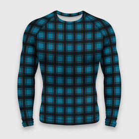 Мужской рашгард 3D с принтом Black and blue plaid в Кировске,  |  | black and blue | plaid | plaid pattern | клетка | клетчатый узор | синий | черный | шотландка