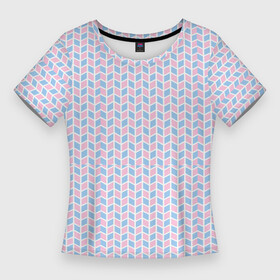 Женская футболка 3D Slim с принтом Голубые и розовые кирпичики в Кировске,  |  | абстрактные | геометрия | классика | классические | нейтральные | спокойные | узор | узоры