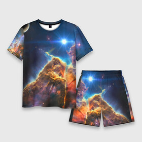 Мужской костюм с шортами 3D с принтом Бесконечное космическое пространство в Кировске,  |  | cosmos | neon | planet | space | star | звезда | космос | неон | планета | пространство
