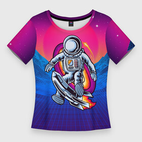 Женская футболка 3D Slim с принтом Космонавт с ракетой в Кировске,  |  | звезды | космонавт | космос | ракета | черная дыра