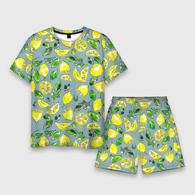 Мужской костюм с шортами 3D с принтом Порезанные лимоны  паттерн в Кировске,  |  | greensoul | lemon | lemons | yellow lemons | желтые лимоны | желтые фрукты | желтый лимон | лимон | лимоны | рисунок лимонов | фрукт | фруктовая иллюстрация