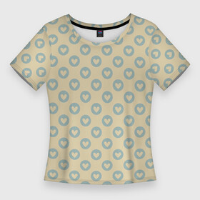 Женская футболка 3D Slim с принтом Сердечки на бежевом фоне в Кировске,  |  | абстрактные | классика | классические | нейтральные | спокойные | узор | узоры