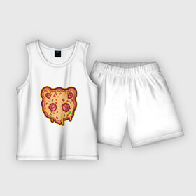Детская пижама с шортами хлопок с принтом Пицца панда в Кировске,  |  | арт | вредная еда | додо | звери | иллюстрация | колбаски | пандочка