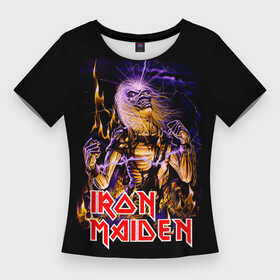 Женская футболка 3D Slim с принтом Iron Maiden  рок 80 х в Кировске,  |  | iron maiden | железная дева | металл | рок | хеви металл