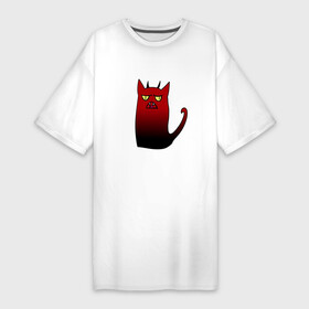 Платье-футболка хлопок с принтом Чертикот в Кировске,  |  | кот | коточерт | рогатый кот | черный кот | черт