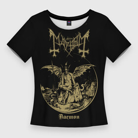 Женская футболка 3D Slim с принтом Mayhem album Daemon в Кировске,  |  | daemon | mayhem | блэк металл | металл | рок