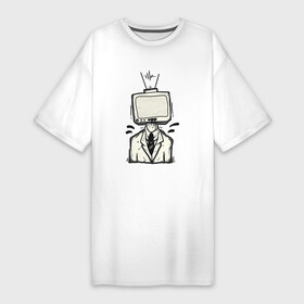 Платье-футболка хлопок с принтом Зомби ТВ в Кировске,  |  | арт | зомбичок | иллюстрация | костюм | пиджак | телевизор | человек