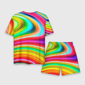 Мужской костюм с шортами 3D с принтом Rainbow colors в Кировске,  |  | blue | bright | color | green | orange | pastel | pattern | pink | purple | rainbow | red | summer | yellow | желтый | зеленый | красный | летний | оранжевый | пастельный | радуга | розовый | синий | узор | фиолетовый | цветной | яркий