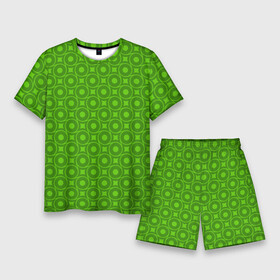 Мужской костюм с шортами 3D с принтом Зеленые круги и ромбы в Кировске,  |  | абстрактные | классика | классические | нейтральные | спокойные | узор | узоры