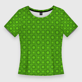 Женская футболка 3D Slim с принтом Зеленые круги и ромбы в Кировске,  |  | абстрактные | классика | классические | нейтральные | спокойные | узор | узоры