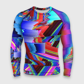 Мужской рашгард 3D с принтом Авангардный модный глитч в Кировске,  |  | abstraction | color | fashion | glitch | neon | vanguard | абстракция | авангард | глитч | мода | неон | цвет