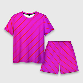 Мужской костюм с шортами 3D с принтом Розовый и фиолетовые линии в Кировске,  |  | абстрактные | геометрия | классика | классические | нейтральные | спокойные | узор | узоры