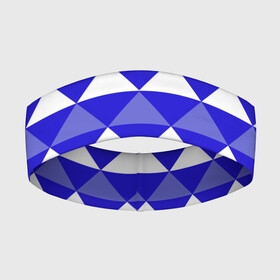 Повязка на голову 3D с принтом Бело синий геометрический узор в Кировске,  |  | белый | геометрические фигуры | геометрический узор | синий | треугольники
