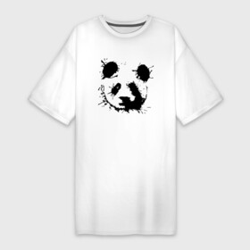 Платье-футболка хлопок с принтом Прикольный панда  клякса в Кировске,  |  | blot | ears | muzzle | panda | клякса | панда | уши
