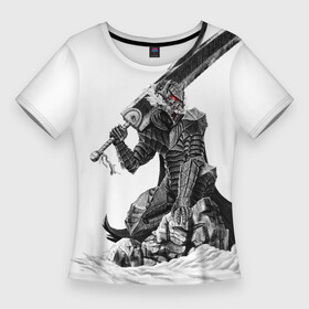 Женская футболка 3D Slim с принтом Берсерк Черный мечник в Кировске,  |  | anime | armor | berserk | big sword | black swordsman | guts | knight | print | аниме | берсерк | большой меч | гатс | доспехи | принт | рыцарь | черный мечник